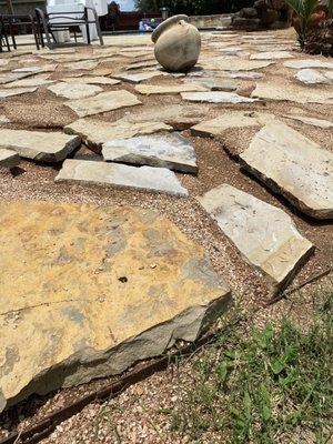 gaping areas where crushed granite washed away within 2 weeks