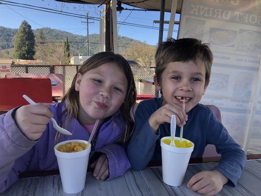 We couldn't wait for the sun to come out so we could enjoy some snow cones.