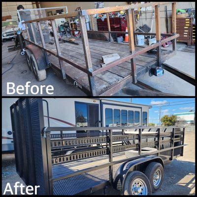 UPGRADED TRAILER WITH NEW RAILS/TIRES AND MANUFACTURED DROP GATE