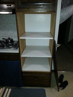 Shelving installed