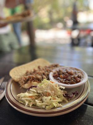 Pulled pork sandwiches w chili and coleslaw