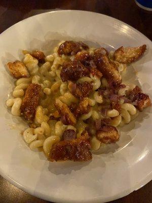 Bourbon bbq chicken Mac and cheese (I think it was called) $12.99 I believe we paid