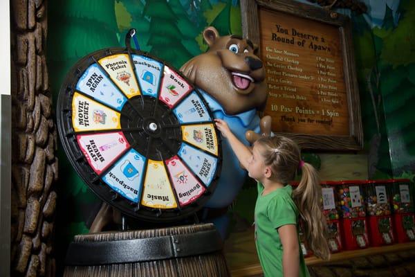 Spin the wheel for big prizes.