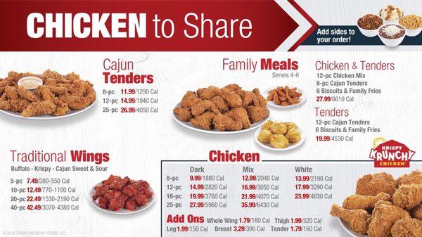 Chicken menu