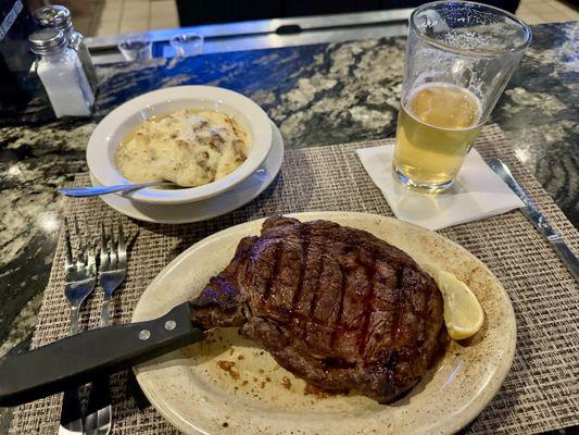 Ribeye and Garlic Mashed Potatoes