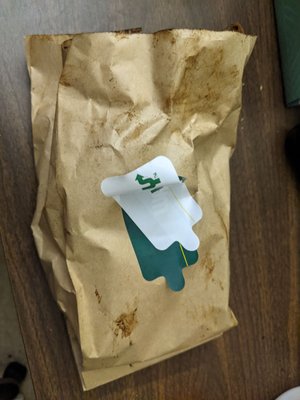 Small brown bag which barely fit my sandwich