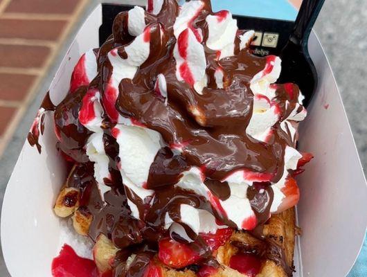 Chocolate strawberry waffle