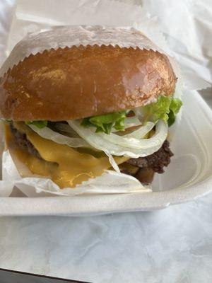 Cheeseburger Deluxe on a Donut Bun