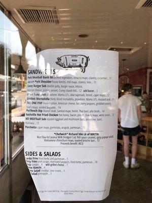 5/22/21 menu posted on the door