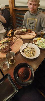 Tomahawk x2.  Gateway x2 oysters  Crabcakes  Caesar salad and veggie risotto.