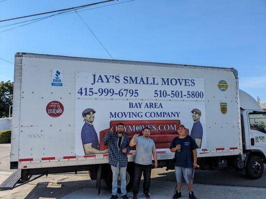 These three guys (Jose, Francisco, Luis) made the move look easy. They helped moved everything down from a third floor apartment.