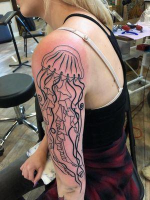 Jellyfish Tattoo: In progress by Jon Butcher