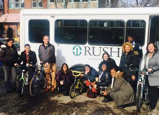 Our RUSH partners picking up some bikes