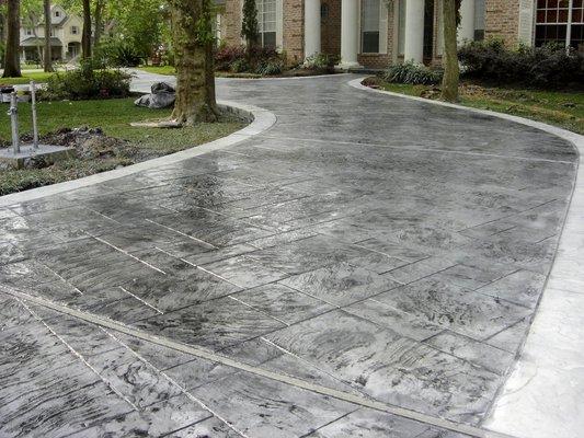 Stamped concrete driveway