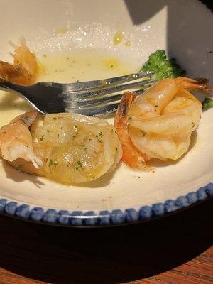 Raw shrimp on left. Some others was under cooked as well.