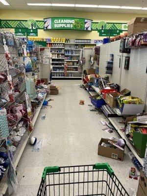 Someone can get hurt walking around the aisles with boxes falling and products on the floor.