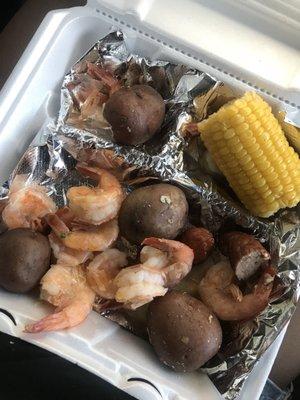 Cajun shrimp platter. Tasted like everything had just been boiled and placed in tray