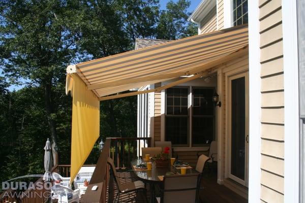 Awning with a drop screen