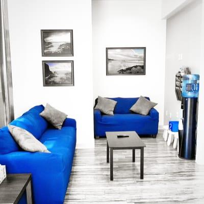 Our Lovely Blue waiting Room, we love Blue.