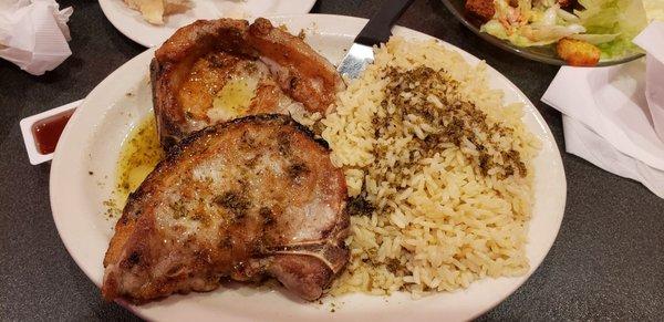 Greek style porkchop with Greek rice