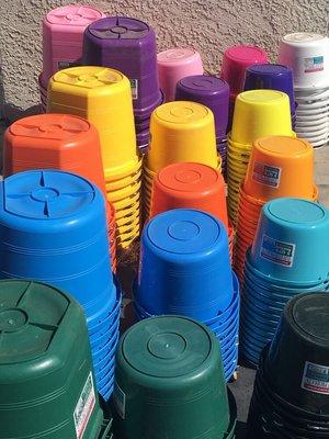 Huge selection of buckets and stock tanks! Numerous sizes and colors.