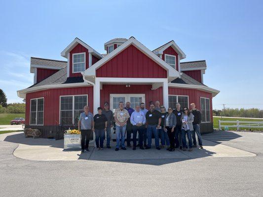 Designed as a cute little round barn.