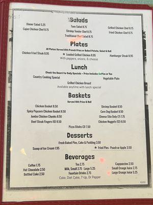 Menu from 9/1/23