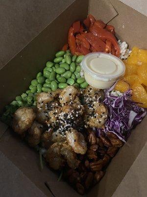 Honey pecan shrimp bowl