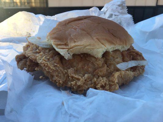 The chicken filet sandwich is huge and delicious - the seasonings were super