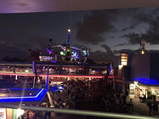 A view of Tomorrowland from the Peoplemover