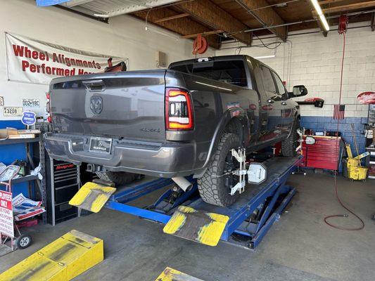 2022 Ram Mega Cab getting aligned at JC Alignment.