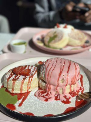 Strawberry (bottom) I stole some of the matcha sauce from my friend and they were delish! Definitely try strawberry matcha!