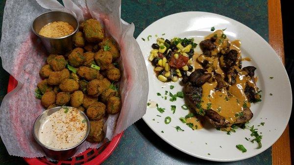 Fried okra and thunder thighs jerked