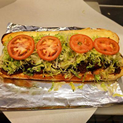 12" Stinger Sub.  4 chicken fingers, 8oz of chopped steak on a 12" sub roll, topped with your choice of cheese and vegetables