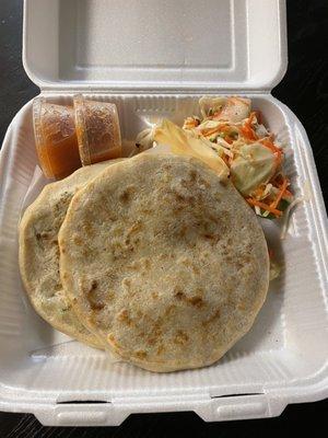 Spinach and chicharron pupusas