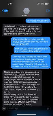 - Conversation with the salesman