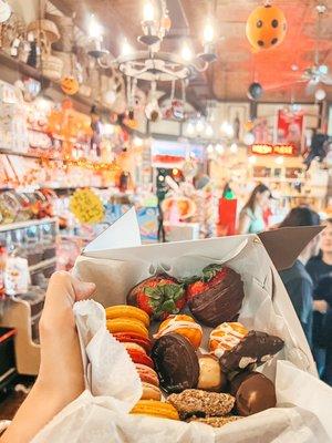 Chocolate covered strawberries, Pumpkin Oreos, Buckeyes,