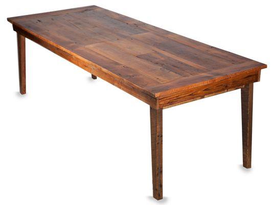 Our 8-foot harvest table made of reclaimed barn wood harvested in southern WI.