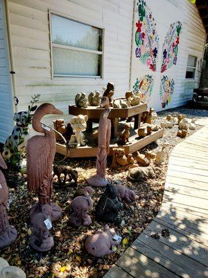 Lots of animal statues for the garden