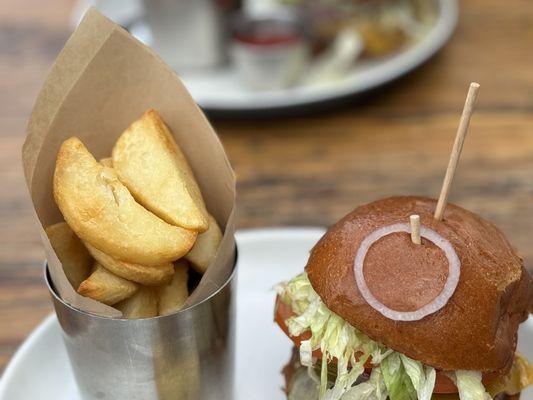 The Cloverfield Burger with yummy Steak Cut Fries.