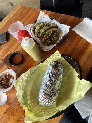 Burrito and tacos