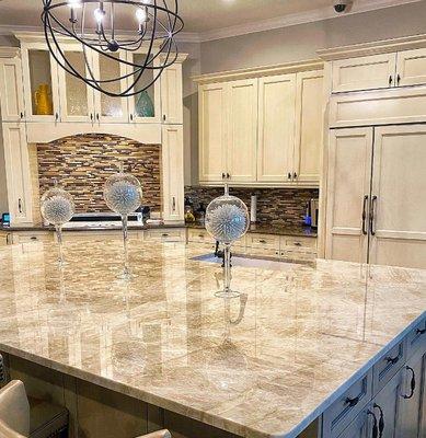 Not to be confused with Quartz, Quartzite is a natural stone. This product can be used outside and can benefit from sealing.