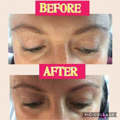 My before and after of the eyebrow threading job I just had done 3/6/17