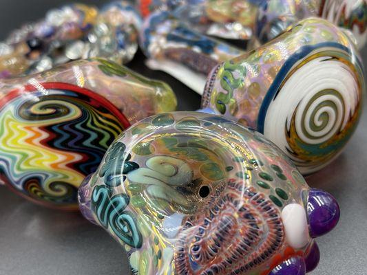 Close up shots of inside out/linework spoons from @mattywhiteglass