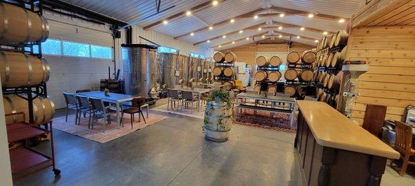 Celler lounge at LedgeStone Vineyards/ Gnarly Cedar Brewery