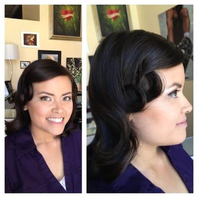 vintage inspired makeup and hair for engagement photo shoot