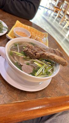 Combination pho with beef rib