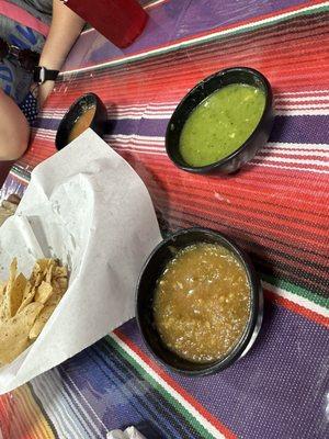 Hot and verde salsas