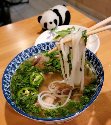 Panda mascot joined me for Pho soup