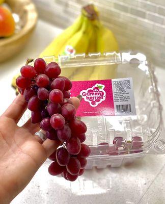 I bought the the grapes they were sampling. They literally taste like a healthy gummy bear!